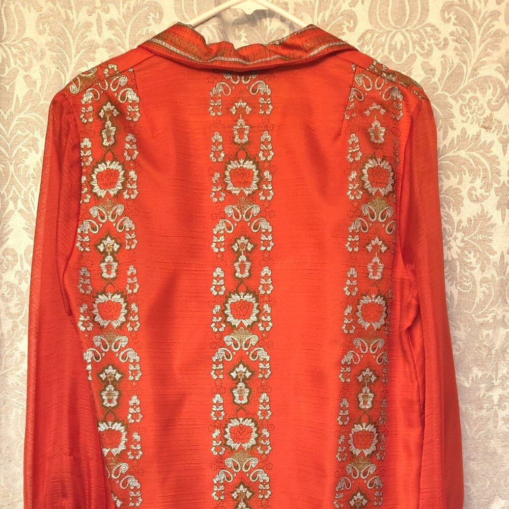 Alfred Shaheen red/silver glamorous vintage 1970s Hawai'ian cocktail dress Elvis - Picture 5 of 11